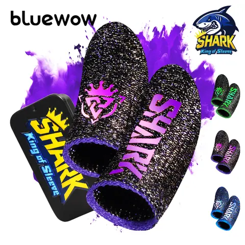 BlueWow SharkKing SilverFiber Touchscreen Finger Sleeves (20-Pack Individual Packaging) - 0.3mm Thin, Ultra-Soft & High Sensitivity, Sweat-Proof, Lightweight, Portable for Mobile Gaming, Unisex Phone & Gaming Accessories