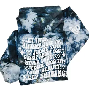 LET THEM BLACK TIE DYE Cute HOODIE UNISEX SIZING SMALL TO 5X (SIZE UP) Cotton Casual Streetwear