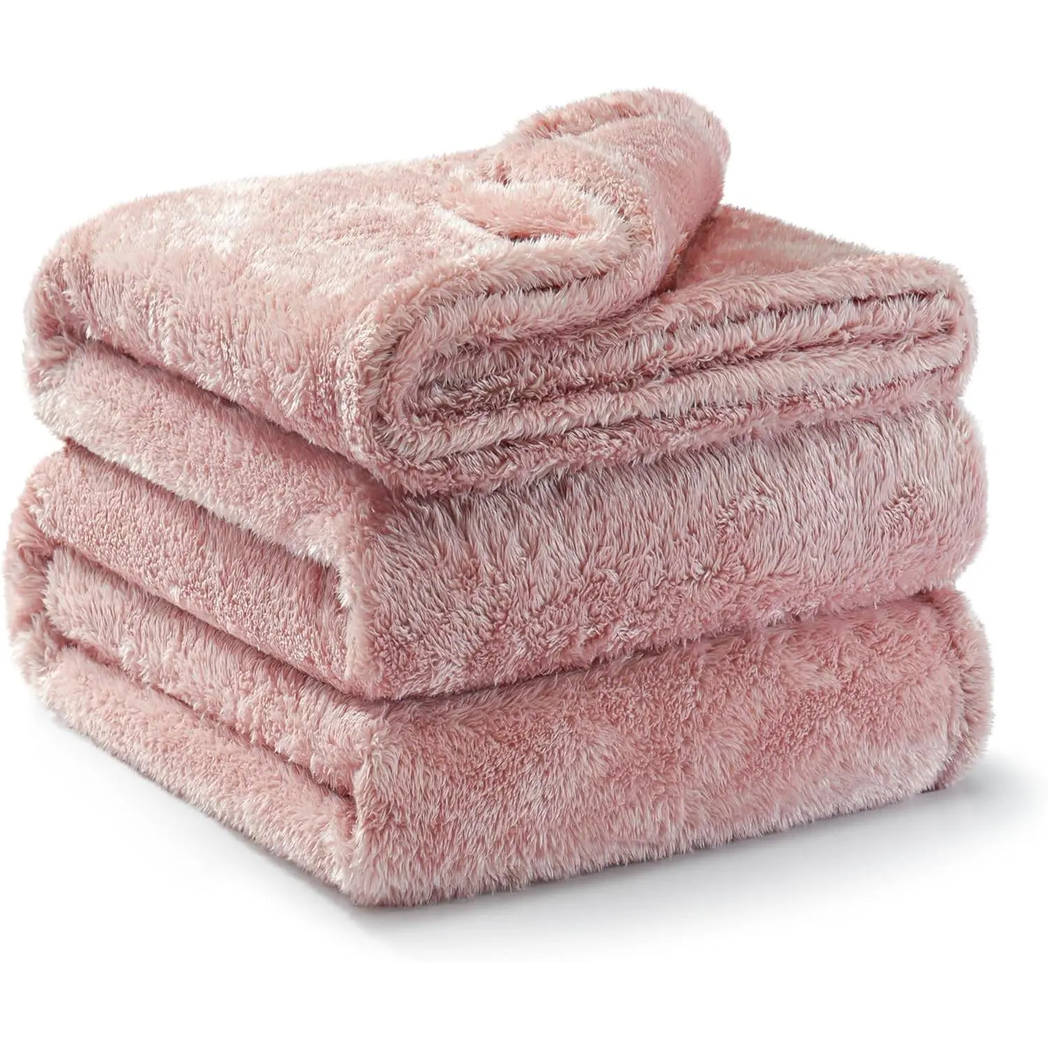 Plush Fuzzy King Size, Super, Fluffy and Warm Blankets, Suitable for Seasons (Dusty Pink, 90x104 Inches)