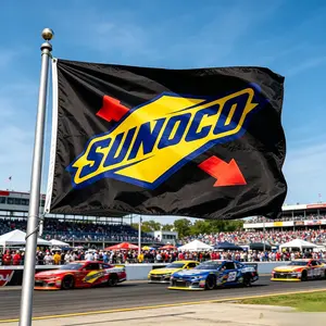 1pc S-Sunoco Racing Themed Decorative Flag, Heavy-Duty Polyester Garage Hanging Flag,  Four-Hole Hanging, Outdoor/Indoor Decoration, Suitable for Truck, Car, Racing, Motorcycle Fan Events