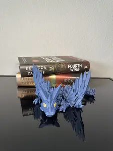 3D Printed Navy Blue Crystal Dragon | Articulating Navy Blue Dragon | Bookshelf Decor