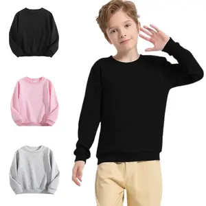 Sunland Kids and Toddlers' Crewneck Sweatshirts Medium Weight Solid Long Sleeve Pullover Tops for Boys and Girls
