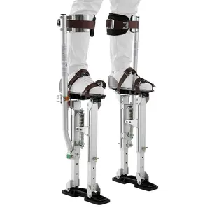 VEVOR Drywall Stilts, 16.1–24.1 in Adjustable Aluminum Painter Stilts, 228 lbs Load Capacity, Non-Slip Rubber Feet, Dual Spring Shock Absorption, Comfortable Leg Straps for Painting, Decoration,Silver
