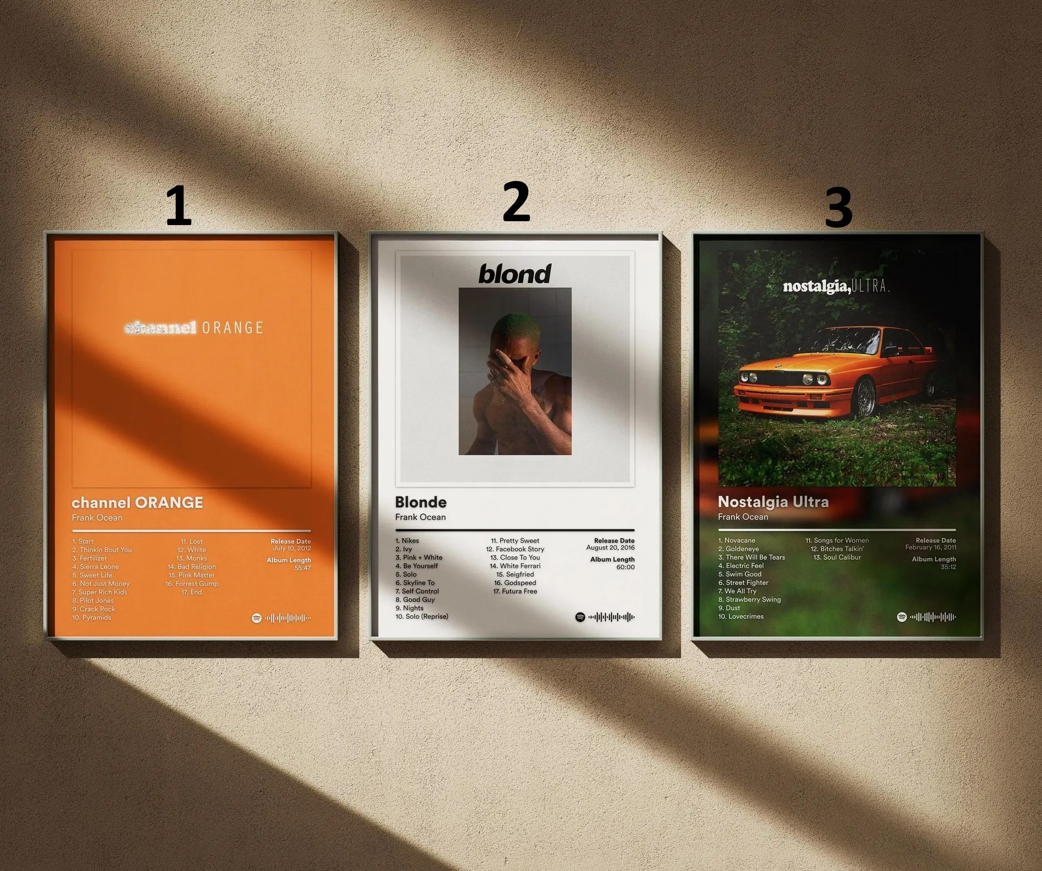 Set Of 3 Frank Ocean Music Album Cover Wall Decor Art Poster HD Print Unframed Aesthetic Room Home House Modern Wall Decor Trendy Gift.