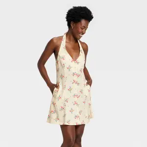 Women's Floral Mini Sundress - Universal Thread Cream M