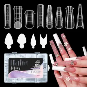 Nail Dual Forms for Poly Gel, 288PCS French Nail Forms, 8 Shapes, 12 Sizes Clear Poly Gel Nail Molds for DIY Nails Extension Kit for Salon-Quality Manicures at Home
