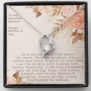 To My Dearest Mom Necklace, On wedding day jewelry, To my mom necklace, Wedding necklace for mom, Mother of the groom bride necklace A life long friendship built on sharing hugs and kisses. Necklace Jewelry With Meaningful Messages Card & Box