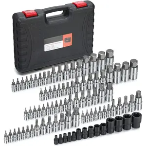 92- Allen and Torx Bit Socket Set, 1/4" 3/8" and 1/2" Drive Tamper Proof Torx/Hex SAE & Metric Bit Set