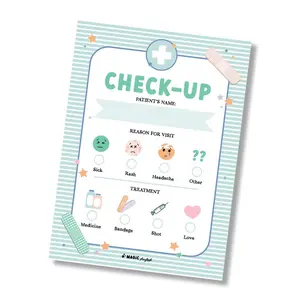MagicPlaybook Check-up Notepad for Pretend Play 5x7" 50 Pages Safe for Kids Over 3 Years with Doctor Set Accessories