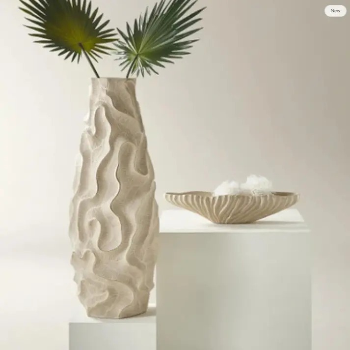 Z GALLERIE Rouche Collection Ivory Decorative Vase & Bowl, Modern Home Decor for Dress-Up Accents Dining Table Centerpiece Vase Decoration White Flower Vase