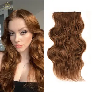 [QBEAUTY]  Blonde/Brown/Red  Clip- in Synthetic Hair Extensions Long Wavy 4PCS Thick Hairpieces  Double Weft Natural Hair Extensions for Women New Upgraded Lace Weft  Same Amount Of Full Hair With Lighter Weight All Day Comfort