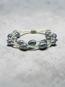 Grayish-Blue Cultured Pearl Bracelet with Magnetic Clasp