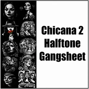 Chicana 2 Halftone Gangsheet  | DTF Heat Transfers | Hot peel | Fast Shipping