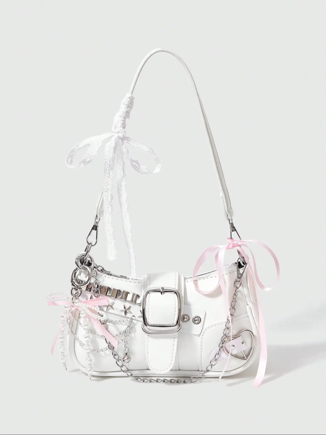 Cute Gothic Y2K Style Women's Shoulder Bag, Preppy Street Fashion Moon Bag, Fashionable Saddle Bag, Daily Use & Gift, Punk Design Handbag, Fashionable Versatile Purse, Fashionable Bags, Fashion Purses