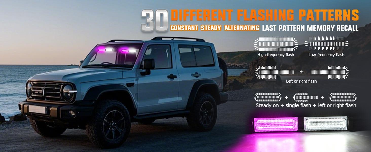 Nilight 40LED Purple White Emergency Strobe Traffic Advisor Light Bar with Suction Cups Dash Safety Warning Hazard Flashing Lights Interior Front/Rear Windshield for Trucks Construction Vehicles