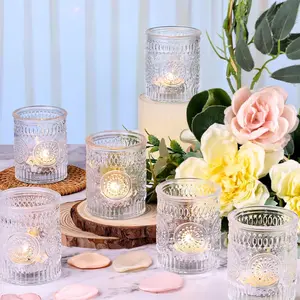 10pcs Glass Votive Candle Holder Set, Elegant Tealight Candles for Weddings & Parties, Perfect Dining Room Decoration