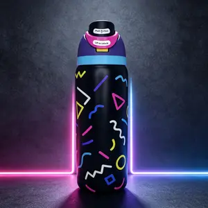 owala 32oz Vibrant Retro Memphis Style Insulated Water Bottle - Keep Drinks Cold 24hrs, Leakproof Flip Top for On-the-Go, Perfect for Workouts, Road Trips & Daily Use fathersdaygift