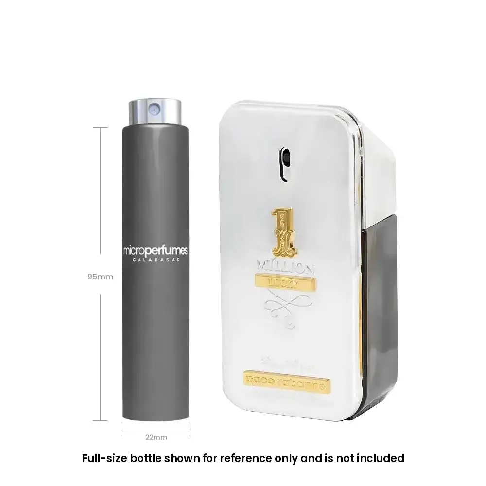 Paco Rabanne 1 Million Lucky EDT For Men – 0.17 fl oz / 5 mL Travel Spray Decant, Plum, Ozonic notes, Grapefruit, Gift for Him, Independently Rebottled by MicroPerfumes
