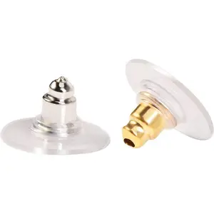 Outus 200 Pcs Earring Backs for Droopy Ears Backs Replacements Earring Backs for Heavy Bullet Clutch(Silver and Gold)