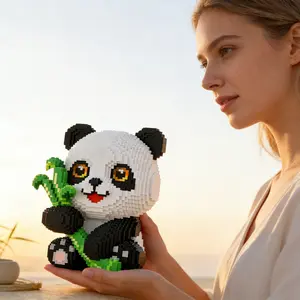 Bamboo Panda 3D Animal Desktop Ornament, Creative Room Decoration for Birthday Halloween Valentine's Day, Lightweight Collectible Sculpture