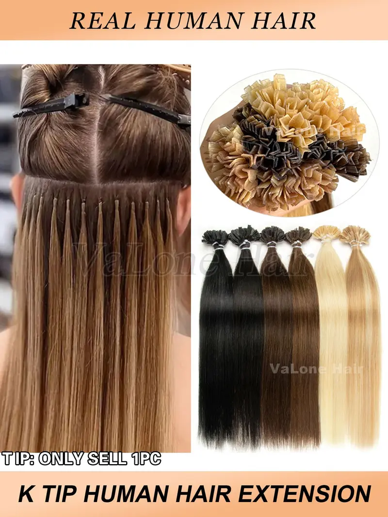 18 Inch Human Hair Extensions Keratin K-Tip Bonds 50g Easy Install Amazon.com : Full Shine K Tip Hair Extensions Real Human  main image 4