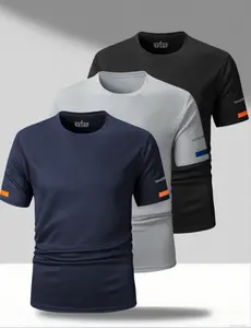 3-pack reflective running T-shirts, casual breathable sports T-shirts for gym workouts and outdoor training, training apparel