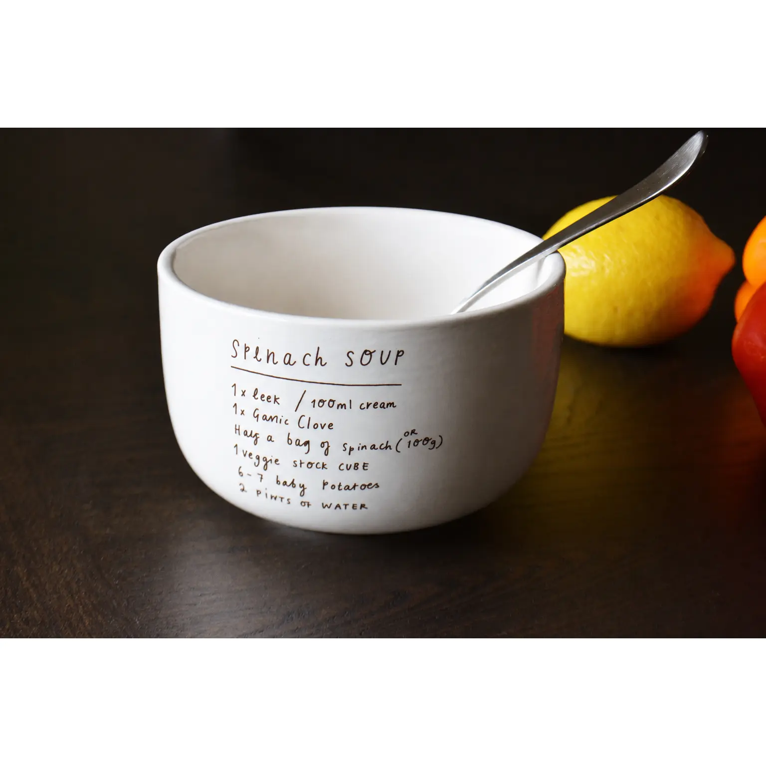 Custom Large Ceramic Soup Bowl with Engraved Handwritten Family Recipe