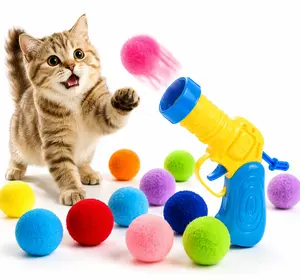 Cat Toy Launcher with 20 Plush Balls – Interactive Indoor Play Gun for Cats, Random Colors
