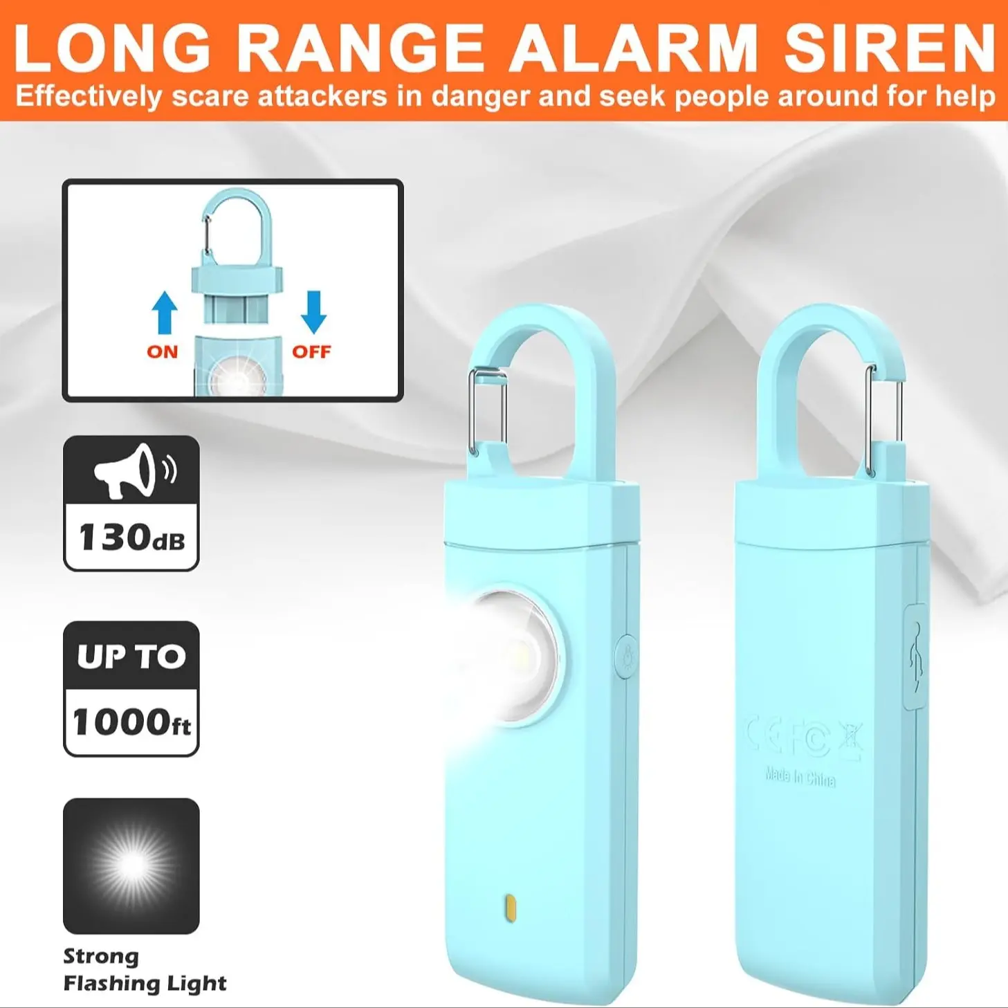 The Original Personal Safety Alarm for Women by Women-Portable Loud Siren, Strobe Light, Spotlight Siren Alarm and Key Chain in a Variety of Colors