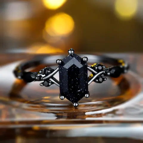 Star & Vine Pattern Design Ring, Fashion Artificial Gemstone Decorated Ring for Women & Girls, Trendy All-match & Exquisite Jewelry for Birthday Gift, Artificial Zircon Ring