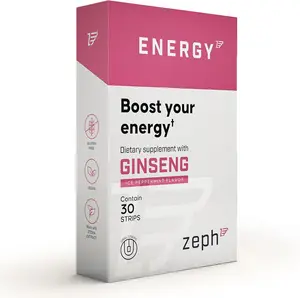 ZEPH Energy Strips - Fast-Acting Natural Energy Supplement - with 3mg Caffeine, L-Theanine, and Vitamin B12 Ice - Peppermint Flavor - 30 UN