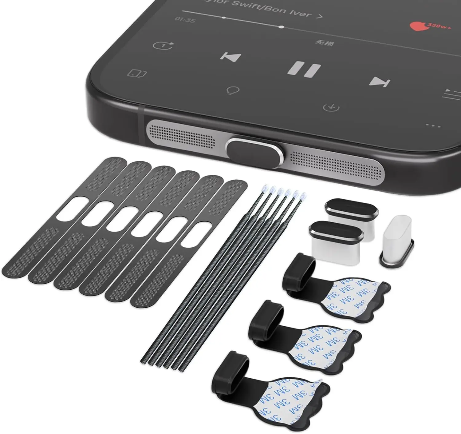 12 count Anti Dust Plugs Kit,  Anti Lost USB C  Port Cover, Phone Speaker Dust Cover, Anti Dust Accessories for  15 16 Pro Max Series &  USB-C Smartphone & Tablets