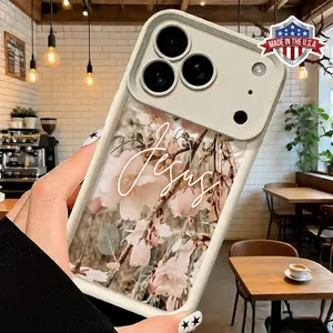 Vintage Floral Jesus Script Pattern Phone Case for iPhone 17 16 15 14 Pro Max 13 12 11 XR XS Plus Air Slim Lightweight Shockproof Protective TPU Cover
