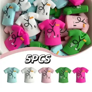 Silicone Nurse Uniform Beads Set of 5, DIY Handmade Jewelry Making Supplies, Craft Embellishments, Decoration Beads, Bracelet Keychain Charm Accessories