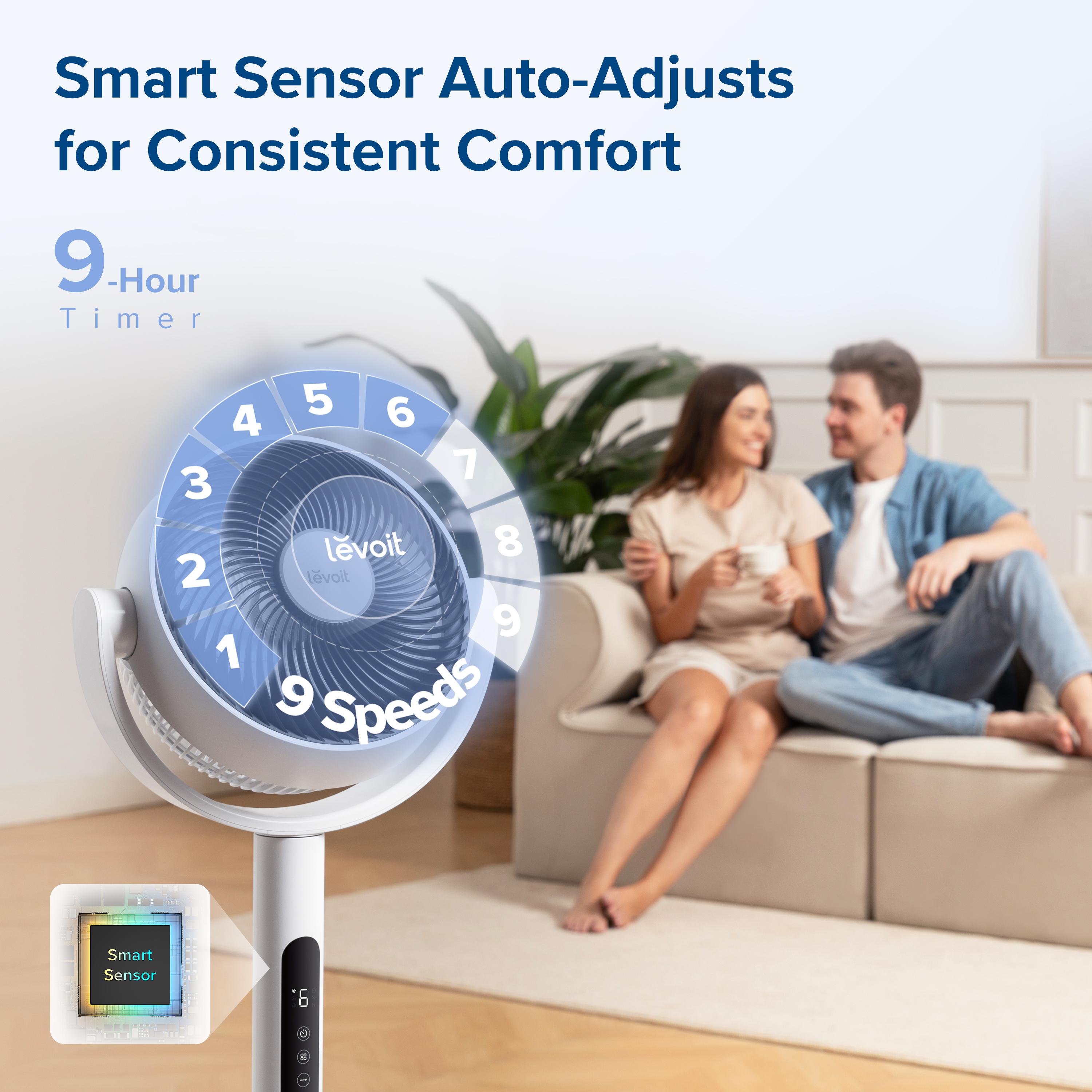 LEVOIT Corebreeze R432 Fan & Vital 100S Air Purifier Bundle - Oscillating Circulator and Smart WiFi Purifier with Remote, DC Motor, 9 Speeds, HEPA Sleep Mode for Pets, Dust, for Areas up to 1110 Ft²