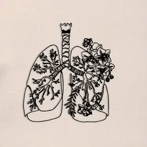 Metal Wall Art, 1 Piece Floral Lung Shaped Wall Decor, Creative Artistic Breathing Therapist Office Decoration, Unique Modern Home Decor, Gift for Lung Doctor