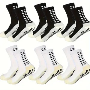 6 Pairs Mens Soccer Socks Grip Non-Slip Football Baseball Soccer Socks for Women Men's  Anti Slip Grip Pads Sports Athletic Socks