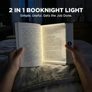 Smart LED Reading Light, Rechargeable Full Page Lamp, 3 Colors, Timer, Adjustable Brightness, Portable Book Light, Acrylic Night Light
