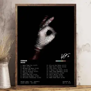 Drake Iceman Album Poster, Drake Wall Art, Hip Hop Album Cover Print, Rap Music Poster, Drake Fan Room Decor (Unframed)