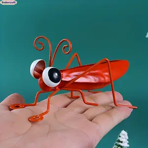 Handcrafted Recycled Metal Grasshopper Figurine Ornaments - Lightweight, Playful Shape Rustic Bug Sculpture, Outdoor Ready Garden Decor, Desk Accent, Unique Gift for Nature Lovers
