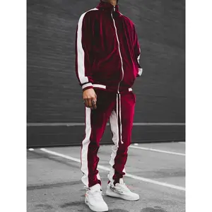 Men'S Velour Tracksuit Sweatsuit Set Jogging Suits Full Zip Casual Jackets Pants 2pcs Outfit Athletic Workout