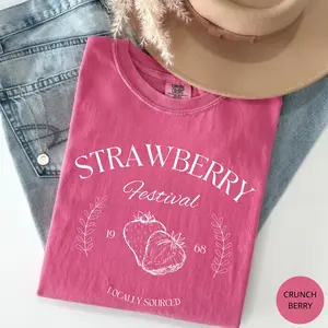 Comfort Colors Strawberry Vintage Shirt, Strawberry Festival Cottagecore T-Shirt, Strawberry Tee, Summer Fruit Strawberry Tee, Cotton Fabric