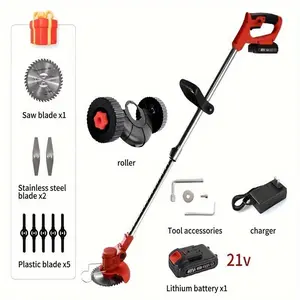 Electric Weed Wacker, 3 in 1 Stringless-Grass-Trimmer,Foldable 21v Battery Operated Weed-Wacker Lawn Edger,Adjustable Height Mower for Garden,Lightweight Small Push Edger ToolOutdoorfunValentine's Day, gift