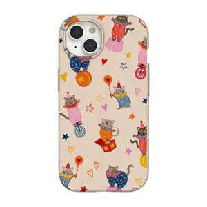 Custom Shockproof Resistance Smartphone Case - Cute Circus Cat Cartoon Character Design, Colorful Clown Kitty Pattern, Soft Flexible Rubber Cover for iPhone 12 Mini & Cellphone Devices, Protection Gift for Cat Lovers, Mobile Phone Accessory