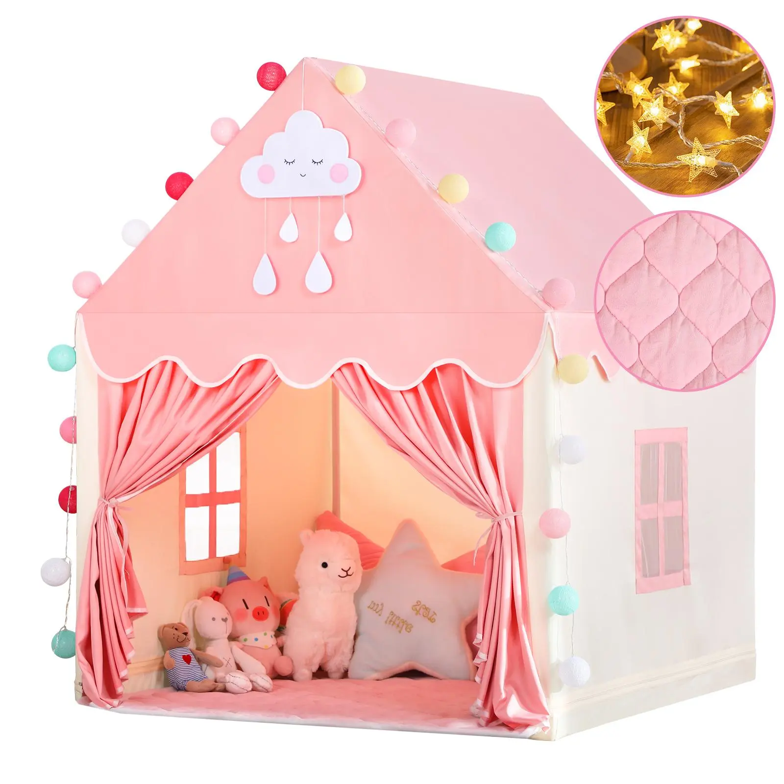 JungleDove Fairy Theme Princess Pretend Play Tent for 4-6 Years Girls - Washable Polyester Freestanding Playhouse, Indoor-Outdoor Imaginative Play Set, Christmas Gift for Children Development (Fantasy & Sci-Fi Style), Party