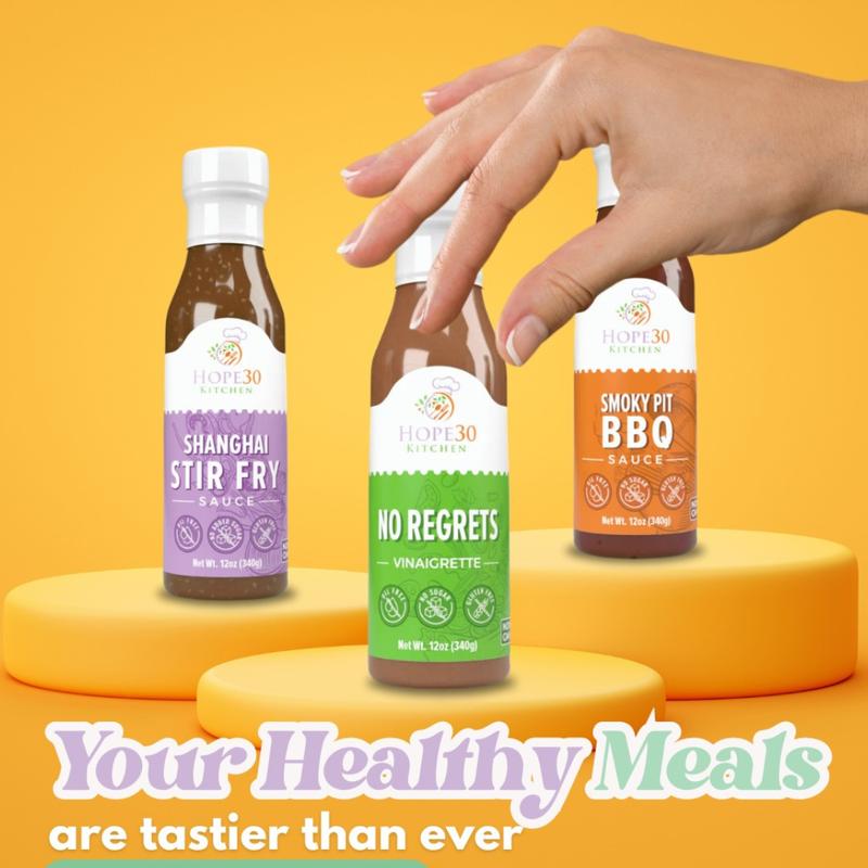 Hope30 Kitchen No Regrets Vinaigrette Sugar Free Oil Free Salad Dressing & Marinade 12 oz Bottle US Made