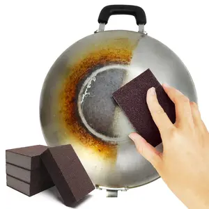 1/3/6/9/12pcs Carborundum Sponge, Emery Magic Sponge Eraser, Scrub Sponge, Magic Wipe, Pot Bottom Cleaning Descaling Sponge, Pot Sponge Brush, Iron Rust Removal Sponge