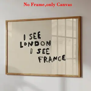 1pc, Wall Art, Vintage Poster, "i See London, I See France" Art Print, Cute and Funny Canvas Painting, Unique Artwork, Unique and Creative Wall Art Decoration, Perfect Decoration for Living Room and Bedroom, Unframed Modern Minimalist Design