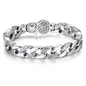 Men S925 Silver Rotatable Word Bracelet | Vintage Hip Hop Bold Personality Wrist Jewelry, Trendy Street Style Accessory, Ideal Gift for Guys