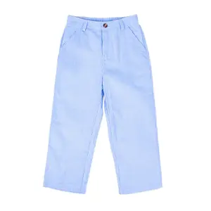 Light Blue Gingham Boys Standard Pants - Classic Design, Lightweight Fabric for Year-Round Wear